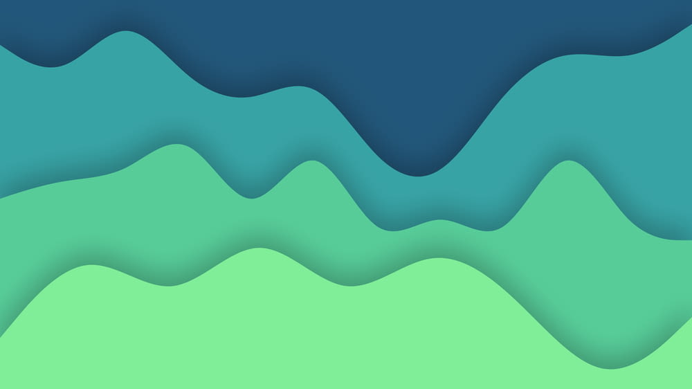 a blue and green background with wavy shapes