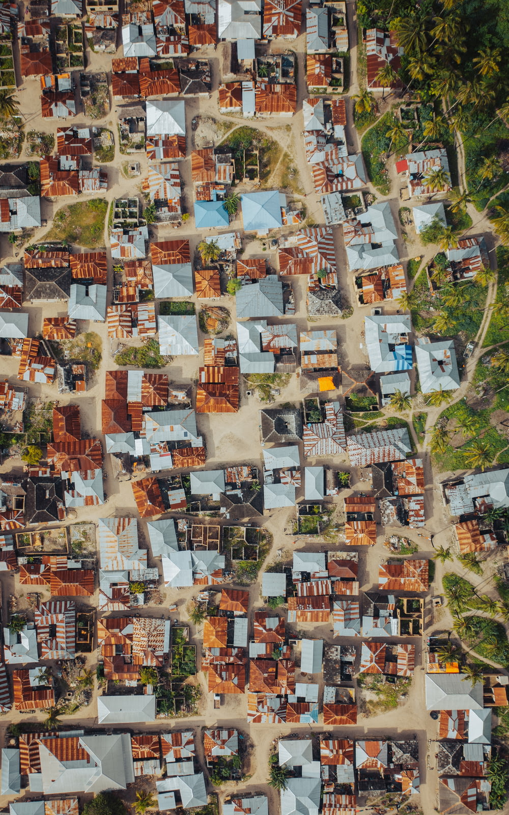 a bird's eye view of a small village