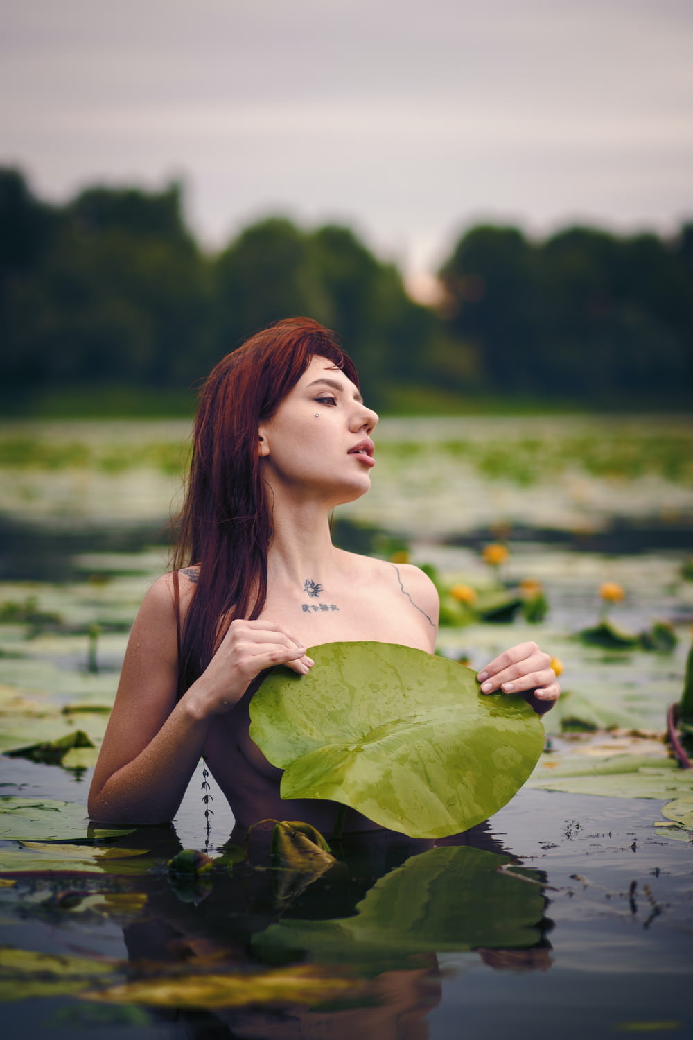 葉を持つ水域の女性