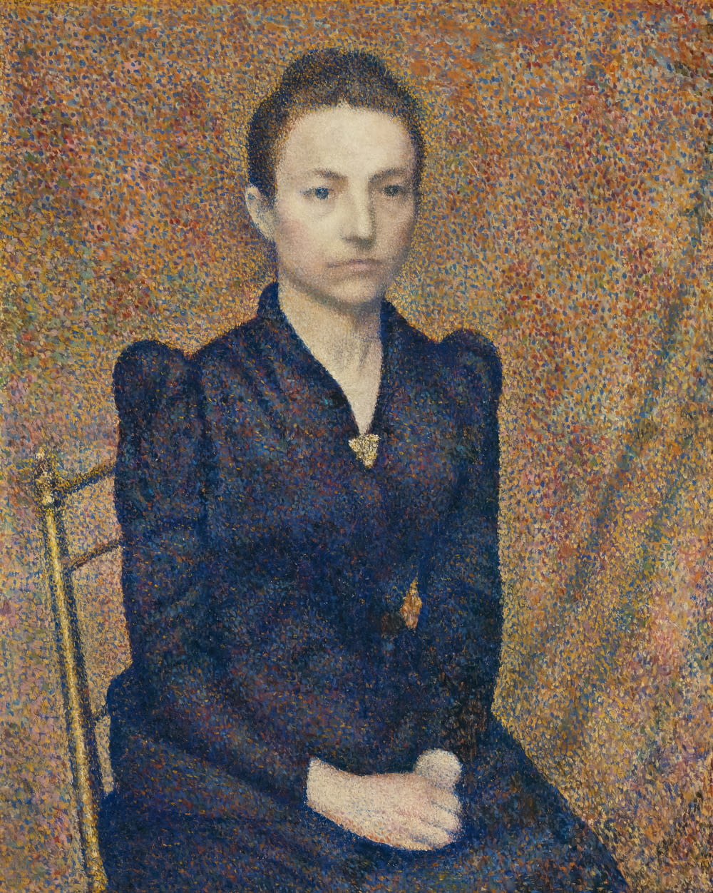 a painting of a woman sitting in a chair