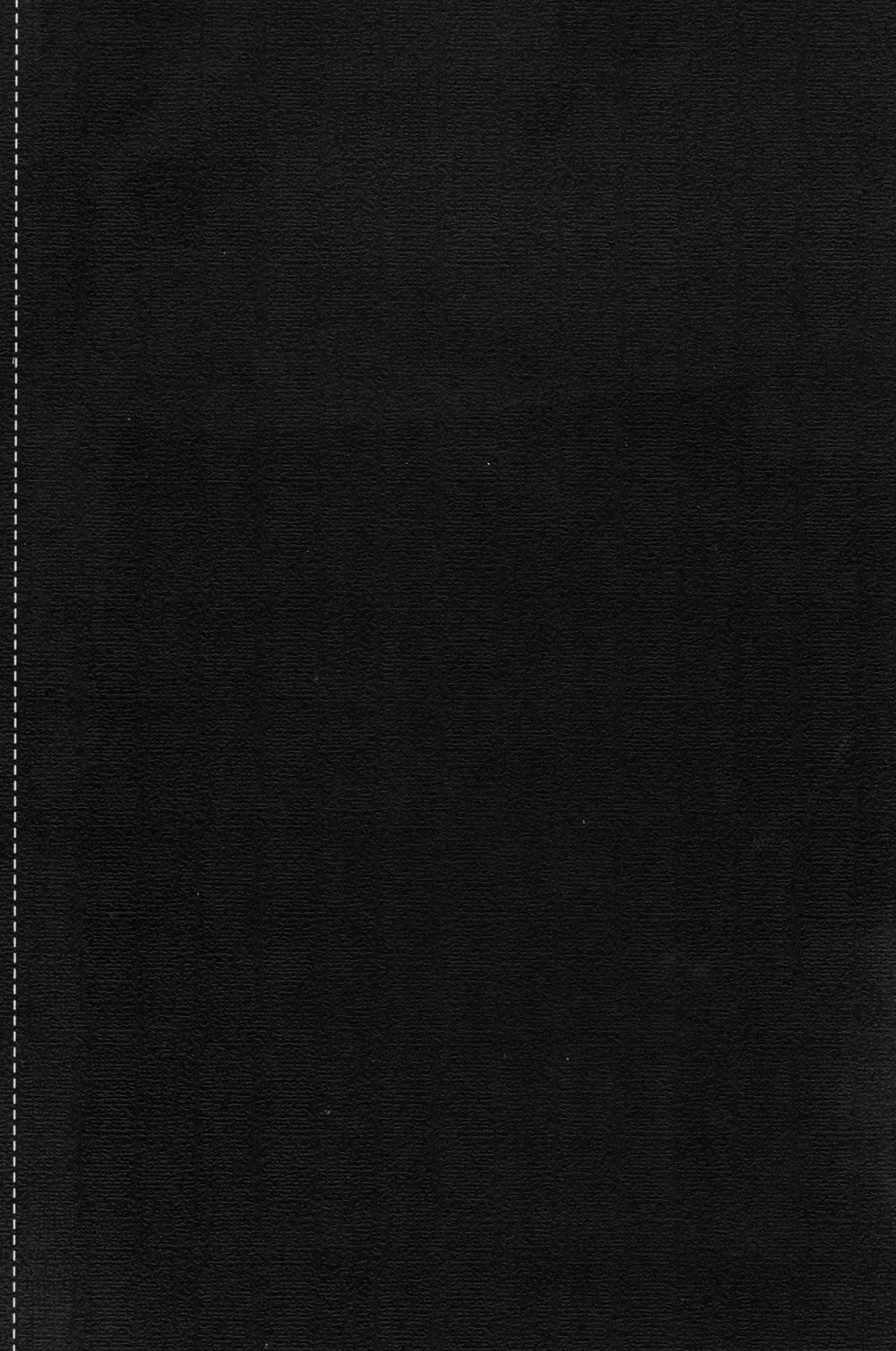 a black book with white stitching on the cover