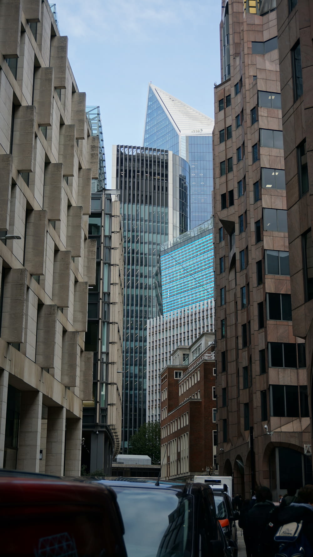 a group of tall buildings next to each other