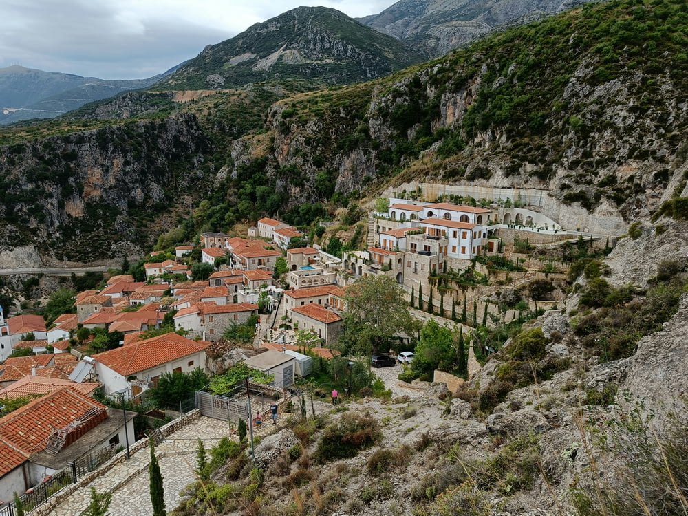 a small village nestled in the side of a mountain