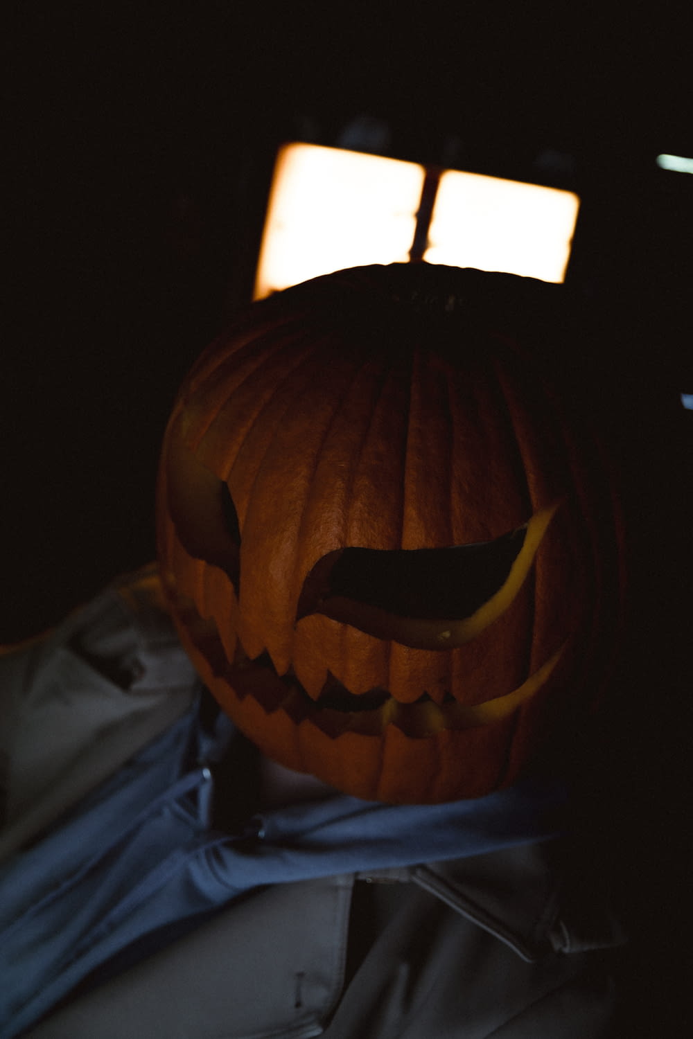 a pumpkin carved to look like a jack o lantern