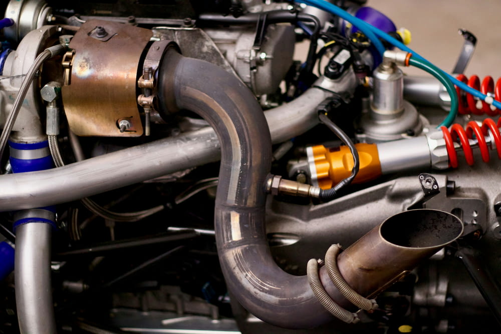 a close up view of a car engine