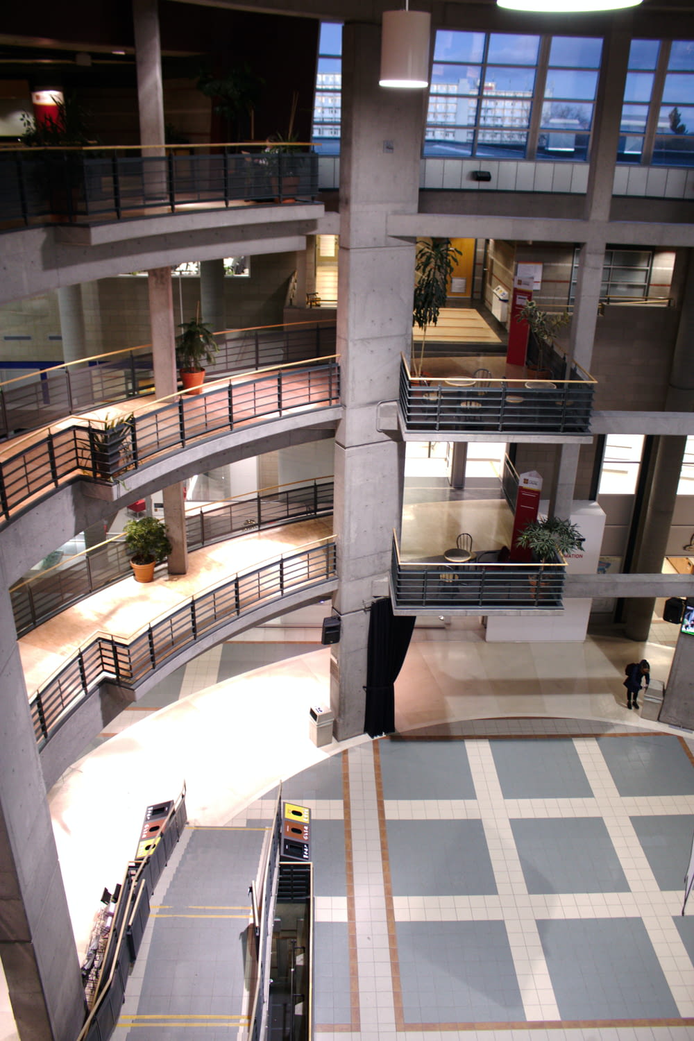 a view of a building from the second floor