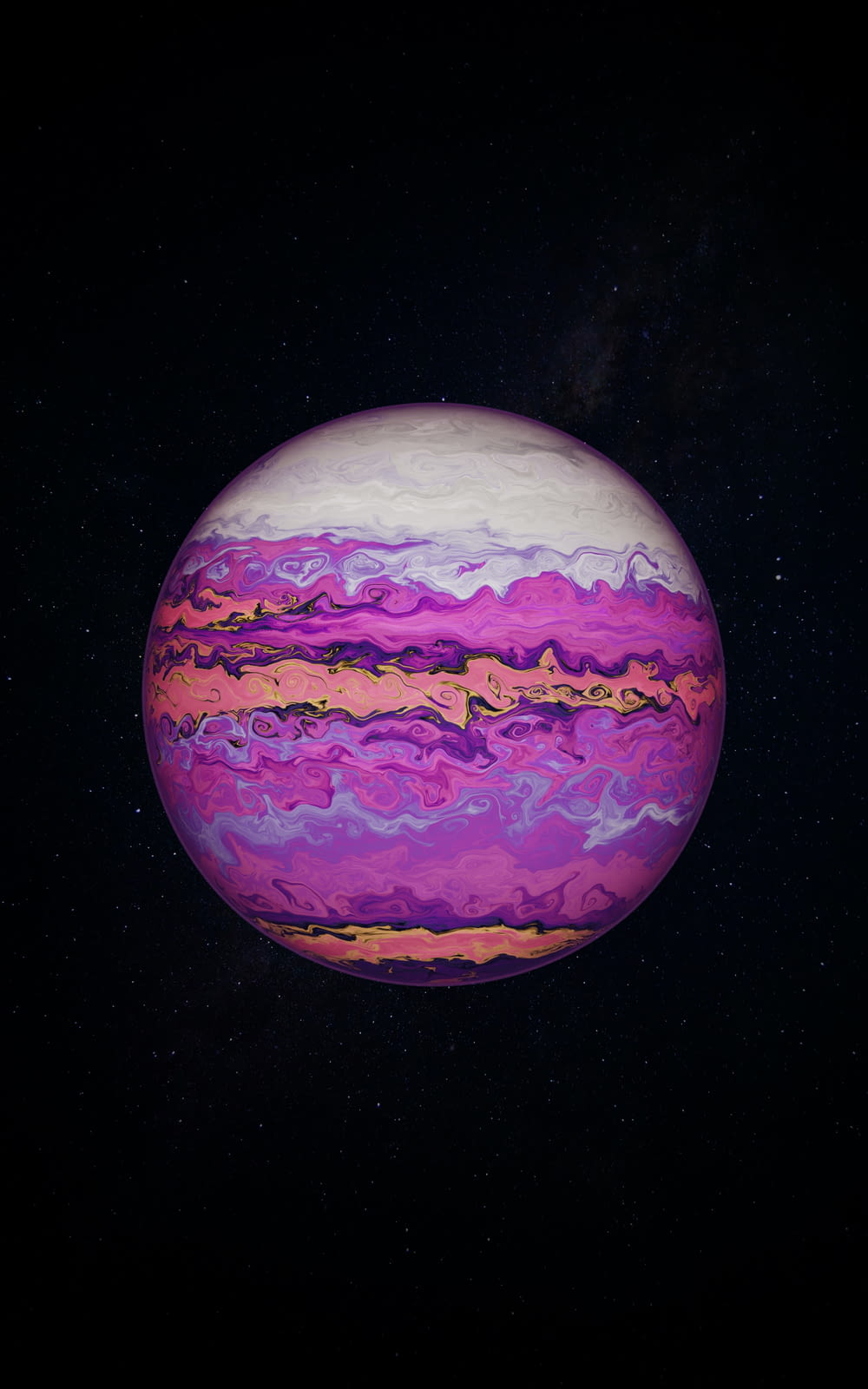a purple and pink object floating in the air
