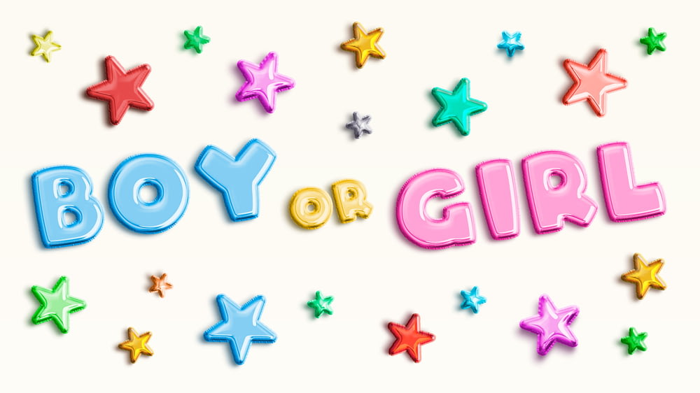le mot garçon ou fille épelé à partir d’étoiles colorées