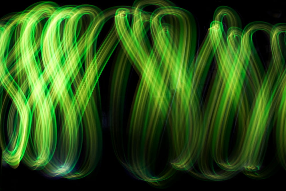 a number of green lights on a black background