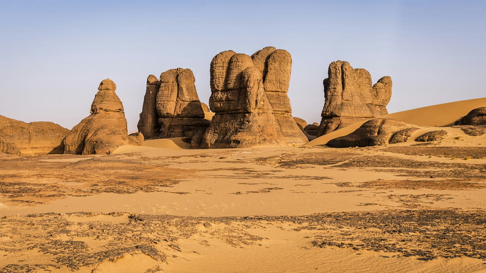 a group of rock formations in the desert