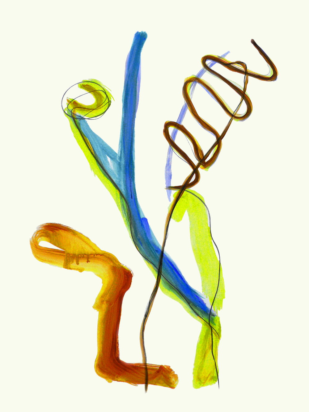 eine Zeichnung einer Pflanze mit einem spiralförmigen Design