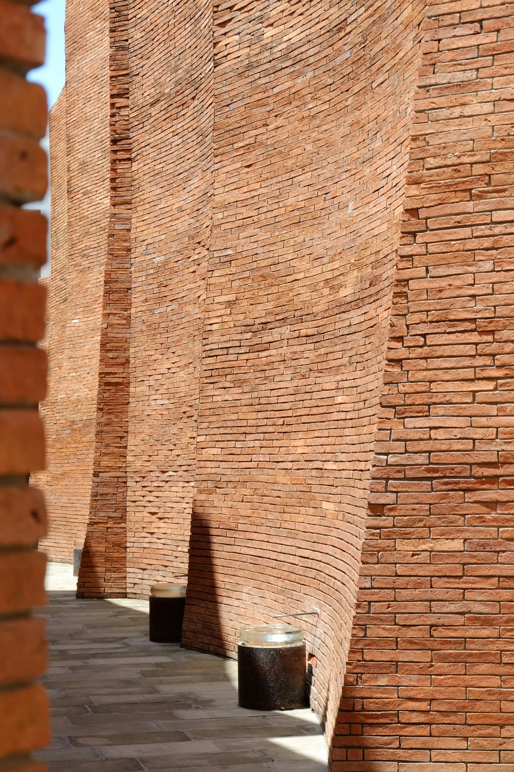 a row of brick walls next to each other