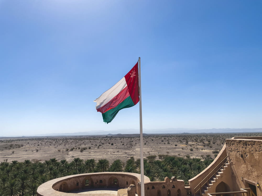 the flag of the country of jordan flying in the wind