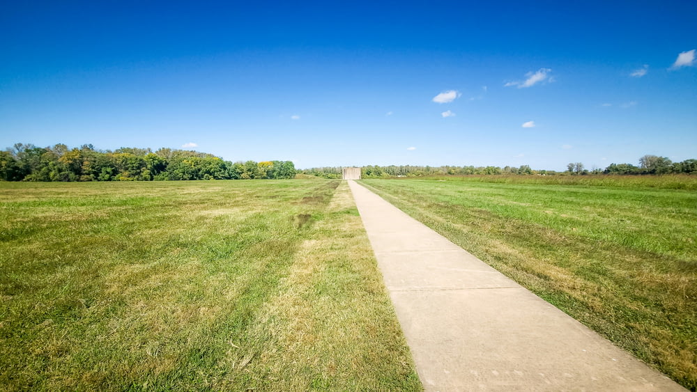 a path in the middle of a grassy field
