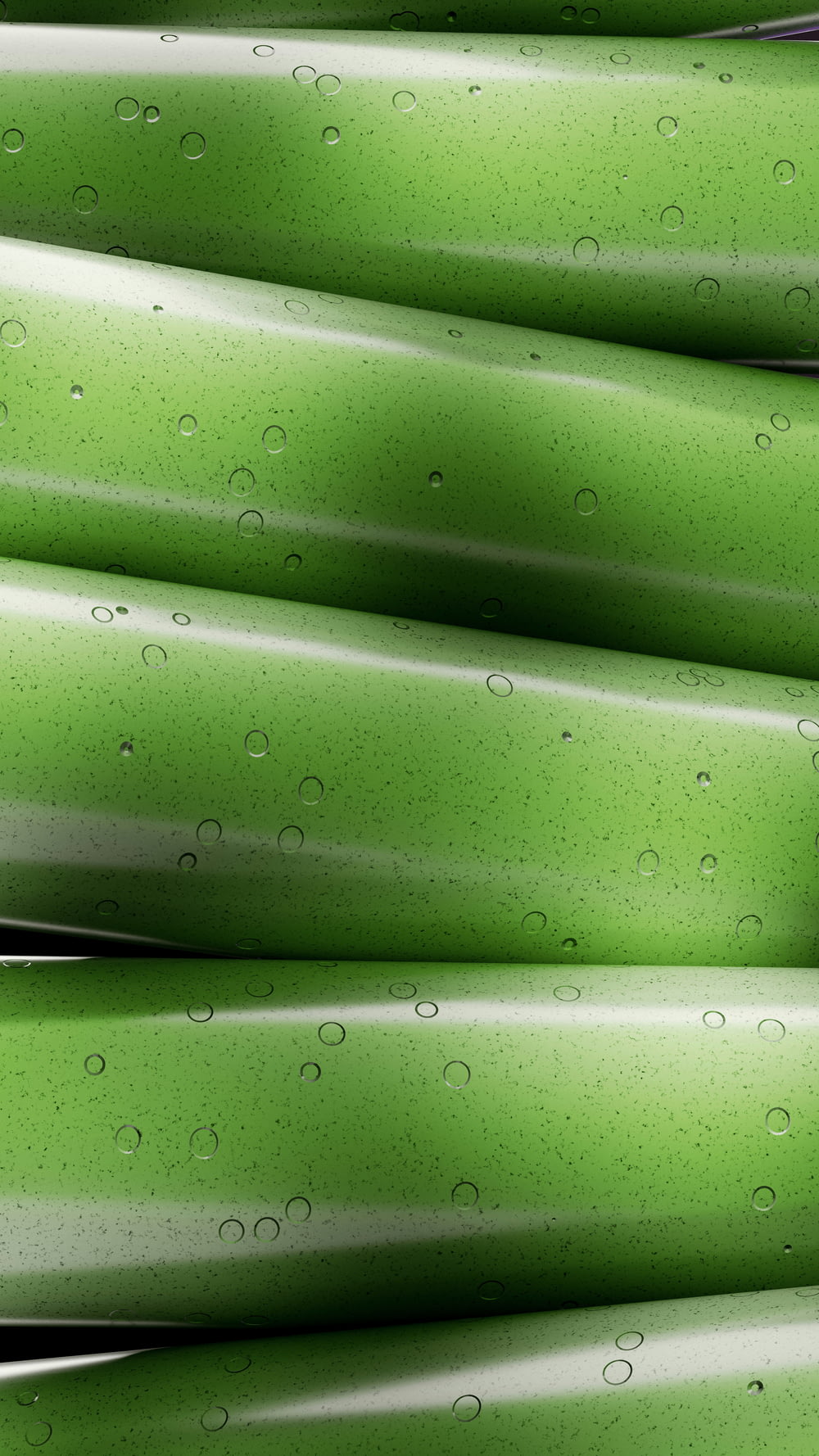 un primo piano di una pianta verde con gocce d'acqua