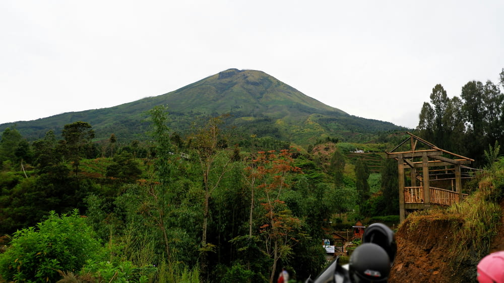a view of a mountain from a motorcycle