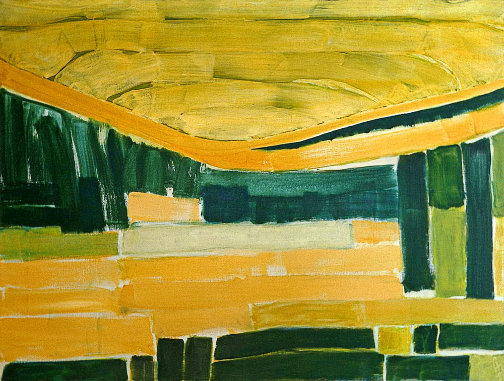 une peinture d’une zone jaune et verte