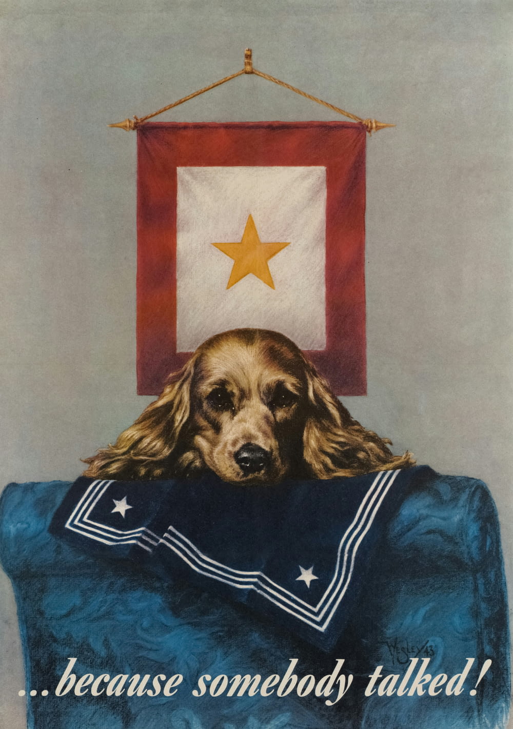 a dog laying on top of a blanket under a flag