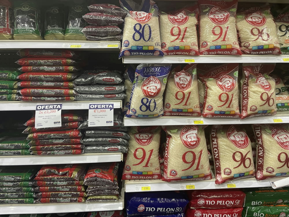a grocery store filled with lots of bags of food