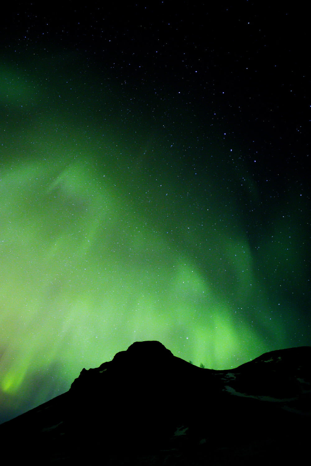 a green and blue aurora bore is in the sky