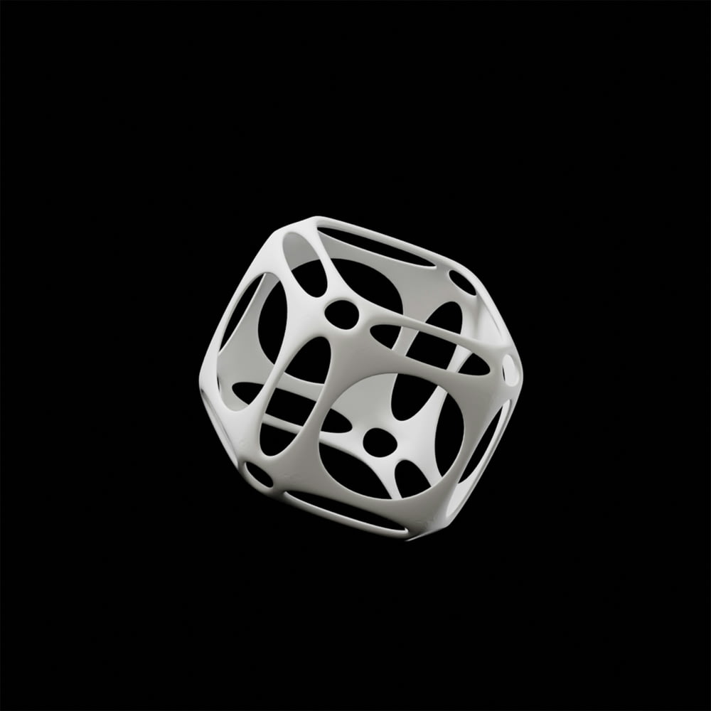 a black and white photo of a dice