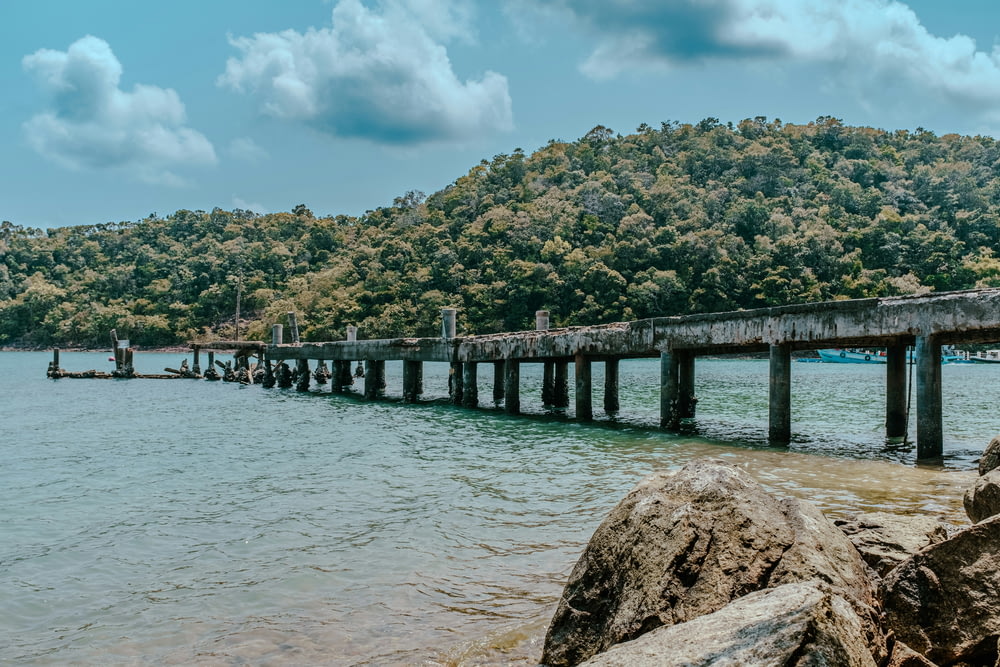 a long wooden bridge over a body of water