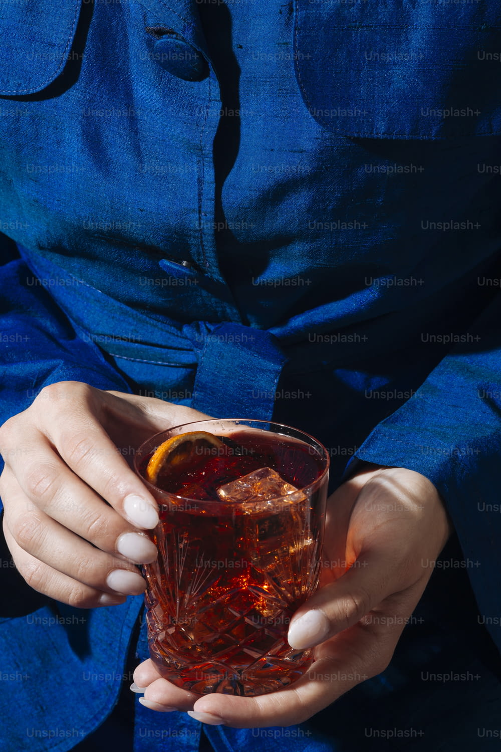 Negroni cocktail, with gin, bitter, vermut, in pop contemporary style, colorful and trendy