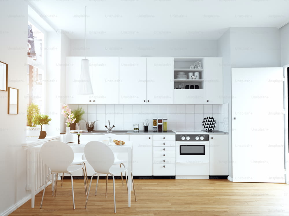 modern cozy kitchen interior. 3d rendering design concept