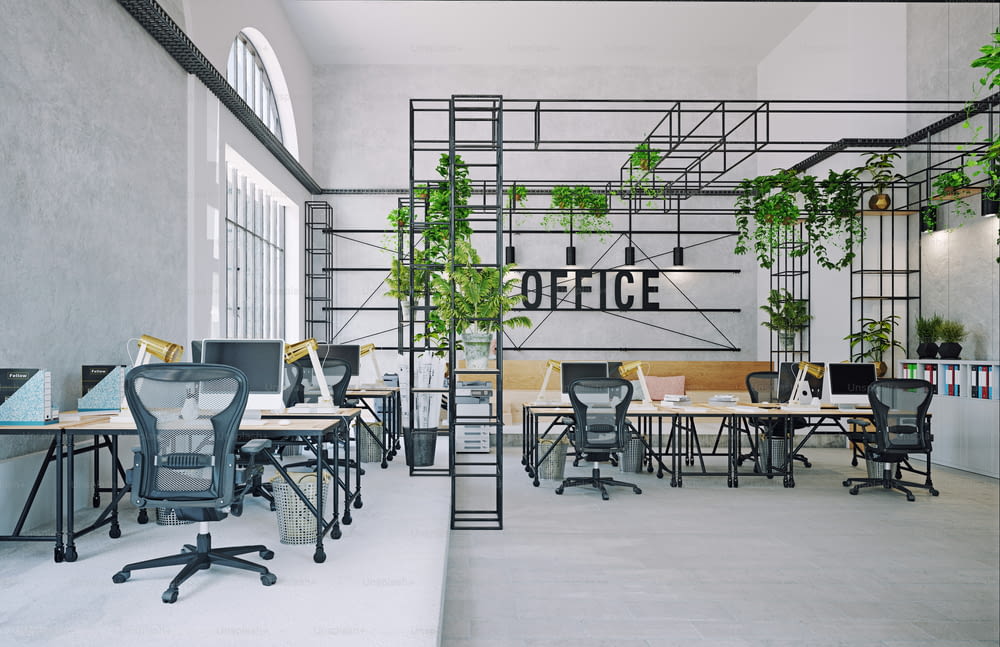 contemporary office interior. 3d rendering design concept