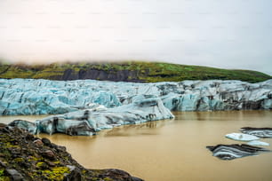 Beautiful scenery landscape of Svinafellsjokull Glacier in Vatnajokull National Park in Iceland.