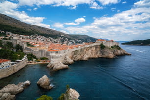 Historic wall of Dubrovnik Old Town, in Dalmatia, Croatia, the prominent travel destination of Croatia. Dubrovnik old town was listed as UNESCO World Heritage Sites in 1979.