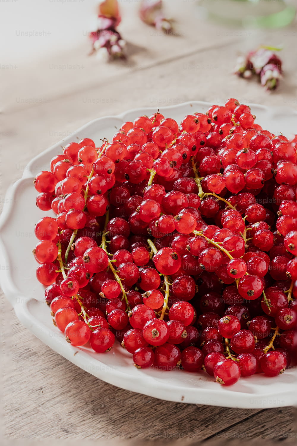 a white plate topped with lots of red berries