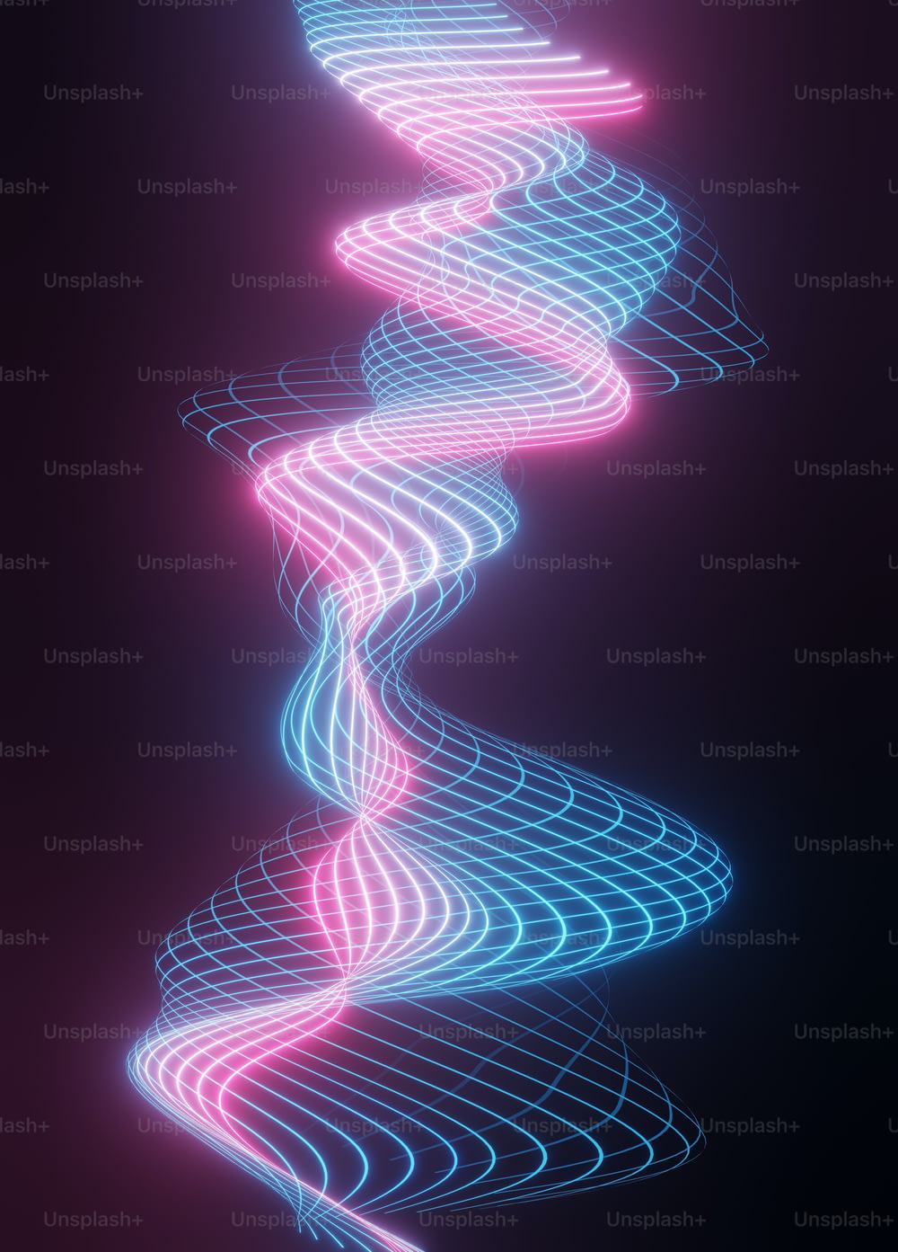 Ein abstraktes Bild einer Spirale aus Neonlichtern