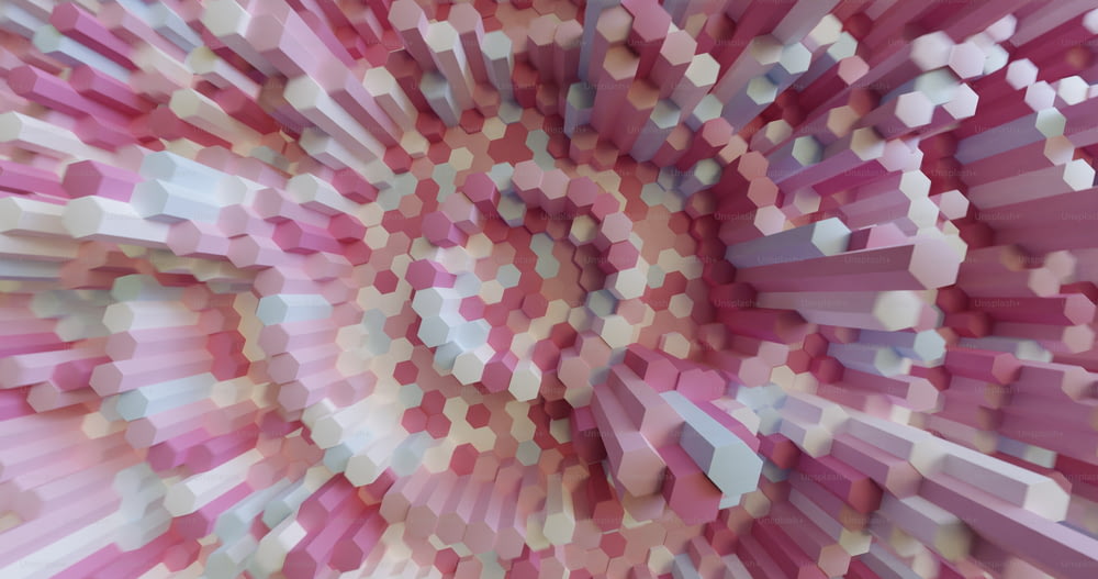 Una imagen abstracta de formas rosadas y blancas