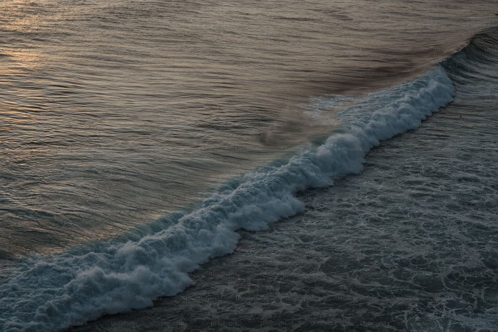 a wave rolls in to the shore of a beach