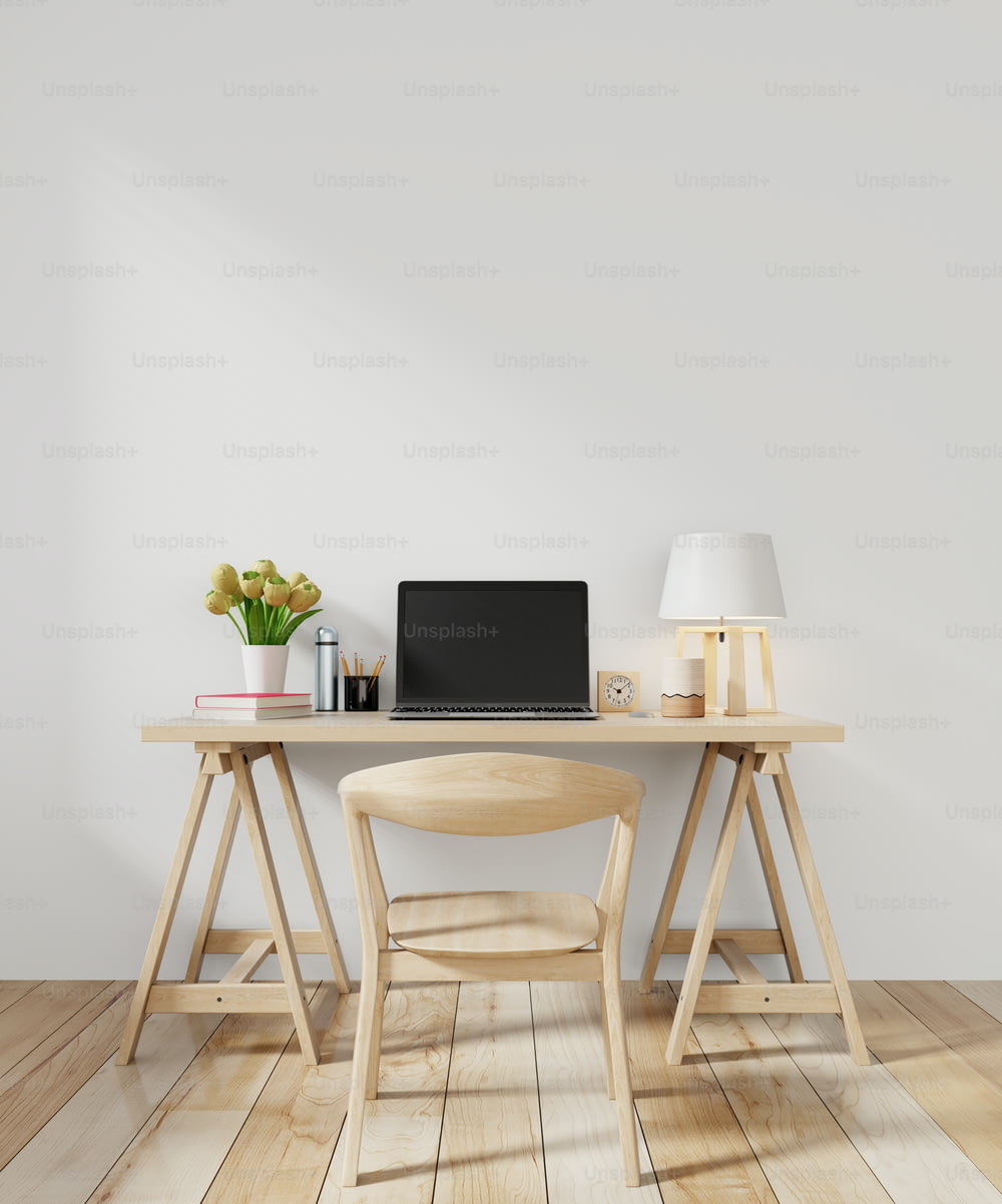Working room with chair on wall modern minimal interior,3D rendering
