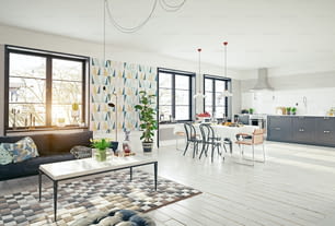 modern apartment interior. 3d rendering concept