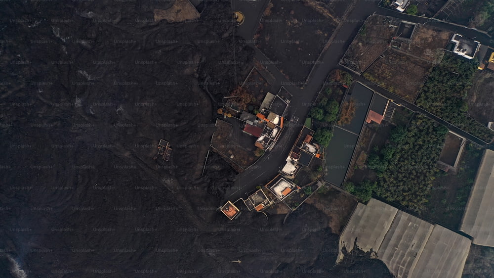 an aerial view of a construction site in the mountains