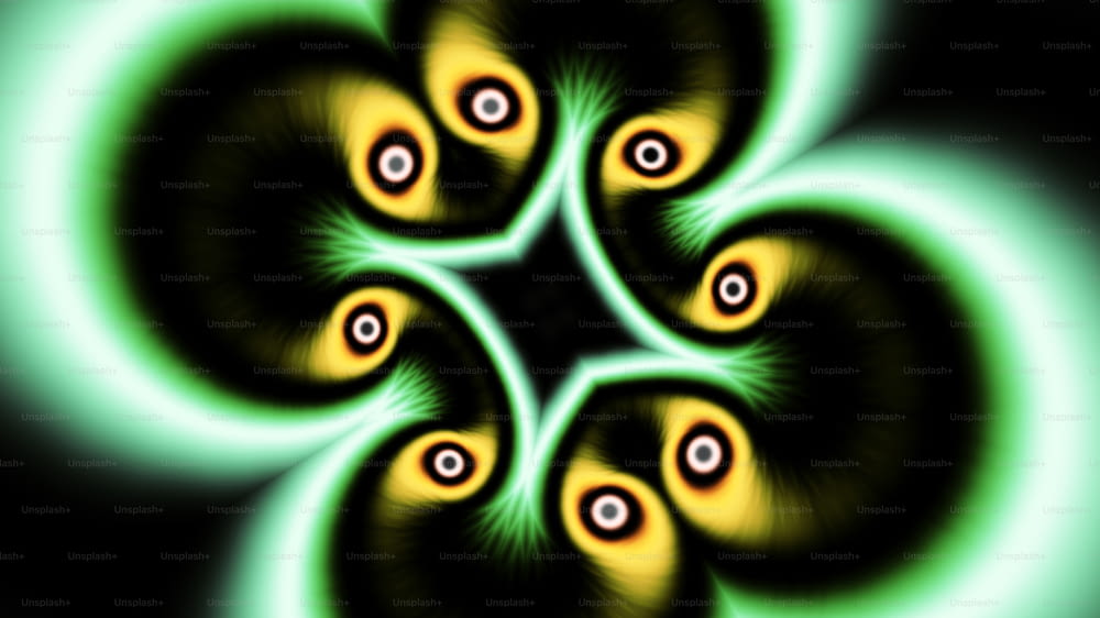 緑と黄色の花のコンピュータ生成画像
