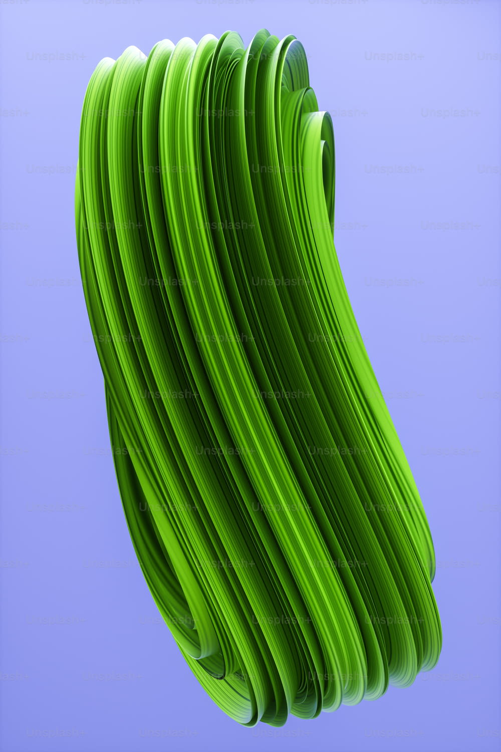 물결 모양의 녹색 재질의 3D 렌더링