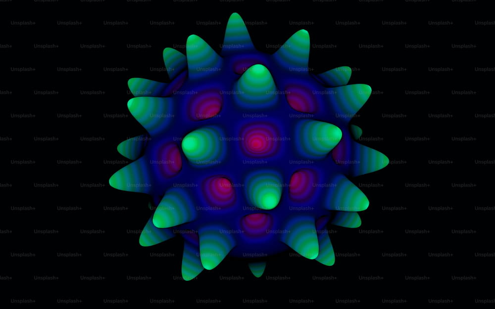 a computer generated image of a blue and green object