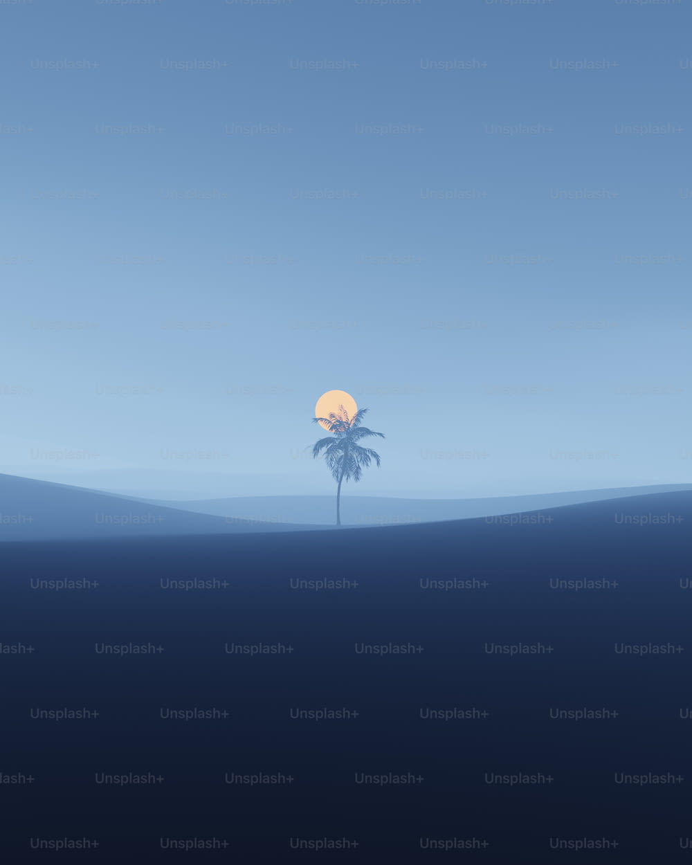 a lone palm tree in the middle of the ocean