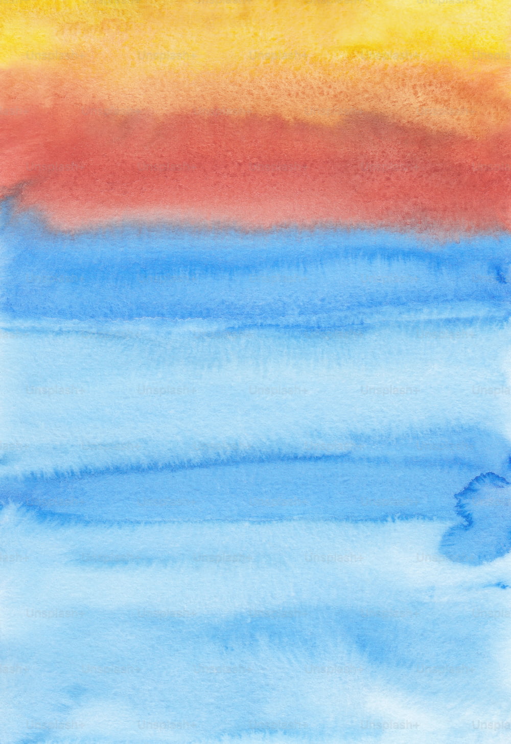 a watercolor painting of a sunset over the ocean