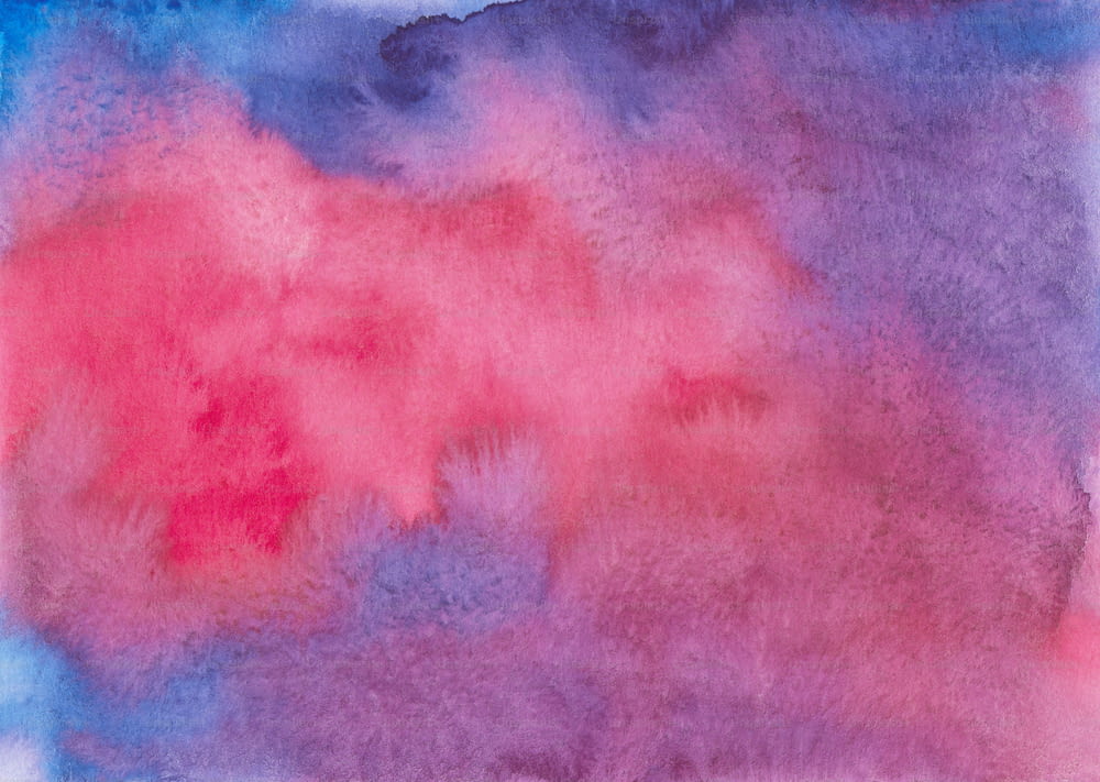 a painting of pink and blue clouds in the sky