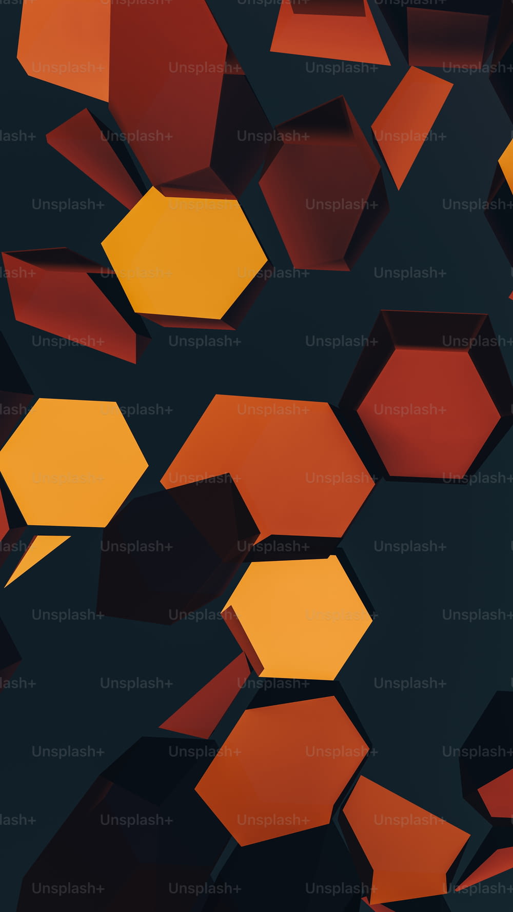 a group of orange and yellow cubes on a black background