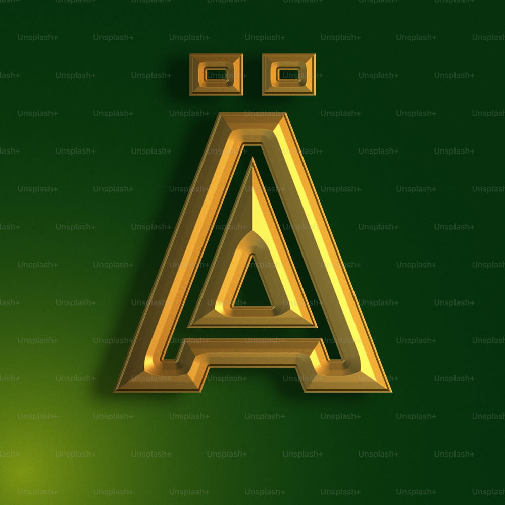 the letter a is made up of gold letters
