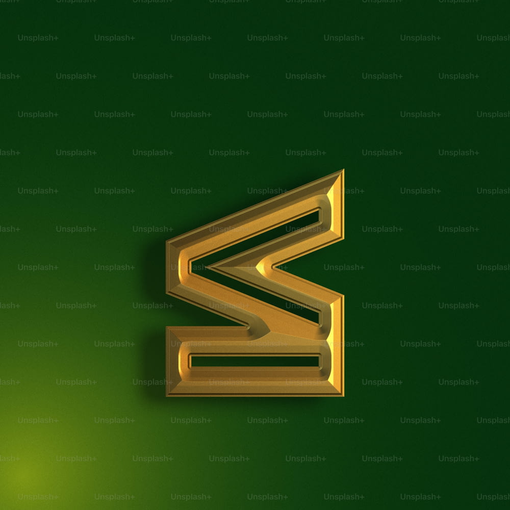 a gold letter s on a green background