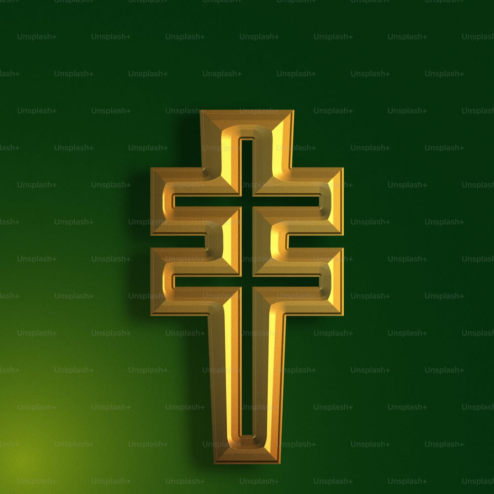ein goldenes Kreuz auf grünem Grund