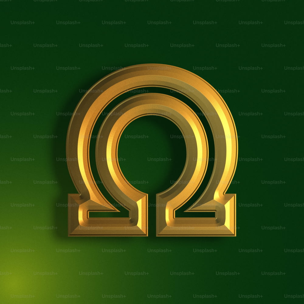 a golden symbol on a green background
