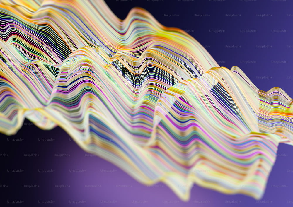 a multicolored wavy pattern on a purple background